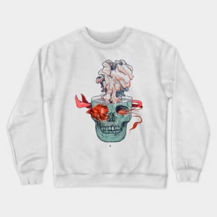 Red Fish and Smokey Skull Crewneck Sweatshirt